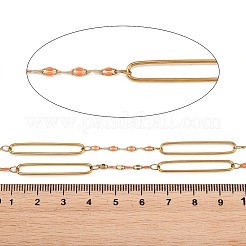 304ステンレス鋼エナメル加工オーバルリンクチェーン  イオンプレーティング（ip）  ハンダ付け  スプールで  18KGP本金メッキ  オレンジ  4.5x2x0.8mm&nbsp;CHS-K021-15G-01