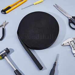 25ヤードのナイロン製反射リボン  洋服アクセサリー  ブラック  1インチ（26mm）&nbsp;OCOR-FH0001-60
