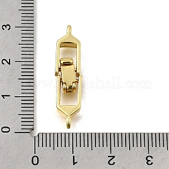 真鍮製折りたたみ式クラスプ  カドミウムフリー＆鉛フリー  ラックめっき  ゴールドカラー  30x7x5mm  穴：1.6mm&nbsp;KK-P306-05G