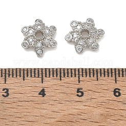 真鍮製マイクロパヴェキュービックジルコニアビーズキャップ  花  ラックめっき  長持ちメッキ  カドミウムフリー＆鉛フリー  プラチナ  11x10x3mm  穴：1.8mm&nbsp;CU-CBA6E4E-10P