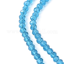 透明ガラスビーズ連売り  多面カット  ロンデル  ダークシアン  2.9~3.3x2mm  穴：0.5mm  約135~140個/連  32~34cm&nbsp;LS-GLAA-R135-2mm-19
