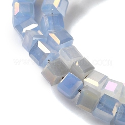 電気メッキガラスビーズセット  フル虹メッキ  多面カット  キューブ  ライトスカイブルー  2~2.5x2.5~3x2.5~3mm  穴：0.8mm  約186個/連  18.31''（46.5センチメートル）&nbsp;EGLA-F121-FR-B08
