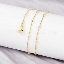 女性用真鍮サテライトチェーンネックレス  カドミウムフリー＆鉛フリー  18KGP本金メッキ  17.32インチ（44cm）  ビーズ間隔：13.5~14mm&nbsp;X-NJEW-P265-05G