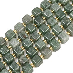 天然の緑のイチゴクォーツビーズ連売り  キューブ  シードビーズで  8~8.5x8x7~8.5mm  穴：0.8mm  約39~40個/連  15.35~15.83''（39~40.2センチメートル）&nbsp;G-F832-A06-01B