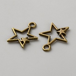 合金のチベット風チャーム  スターのチャーム  アンティークブロンズ  25x22x3mm  穴：3mm&nbsp;LS-FIND-WH0126-737AB