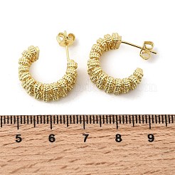 編み込みC字型真鍮スタッドピアス  長持ちメッキ  カドミウムフリー＆鉛フリー  ゴールドカラー  16.5x9mm&nbsp;EJEW-P333-01G