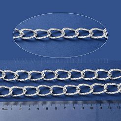 酸化アルミニウムテクスチャードカーブチェーン  ツイストチェーン  溶接されていない  スプールで  銀  20x13.5x2.8mm  約65.62フィート（20m）/ロール&nbsp;CHA-H001-03S