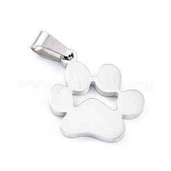 変色しにくい304ステンレススチールペンダント  犬の足跡  ステンレス鋼色  22.7x19x1.7mm  穴：2.7~3.6x7.5mm&nbsp;STAS-E481-02P
