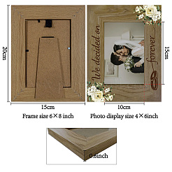 長方形の木製フォトフレーム  写真の印刷用 写真小道具 壁装飾アクセサリー  花  218x168mm&nbsp;AJEW-WH20021-011
