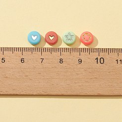 40g4スタイルの不透明なアクリルビーズ  金と銀の金属が絡み合っています  星、ハート、花、月のフラットラウンド  ミックスカラー  6.5~7x7x3~4mm  穴：1.5~1.6mm  10g /スタイル&nbsp;SACR-FS0001-09