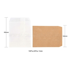 100本2色ホワイト＆ブラウンクラフト紙袋  ハンドルなし  食品保存袋  18x13cm  50個/カラー&nbsp;CARB-LS0001-04