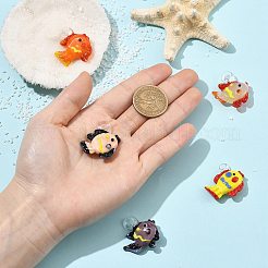 5 個 5 色手作りランプワーク ペンダント  熱帯魚チャーム  ミックスカラー  30~33x29~31x10~12mm  穴：3~4mm  1pc /カラー&nbsp;LAMP-FS0001-80A