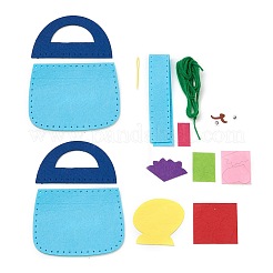 不織布刺繍針フェルト縫製クラフトかわいい鞄キッズ  子供のための手作りのギフトを縫うフェルトクラフトは最高に会います  クマ  ディープスカイブルー  14x13x3.5cm&nbsp;LS-DIY-H140-04
