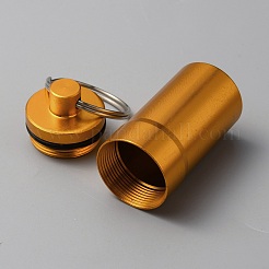 屋外の携帯用アルミ合金の小さい丸薬箱  キーリング付き  プラチナ  ゴールド  7.2cm&nbsp;KEYC-WH0029-92F