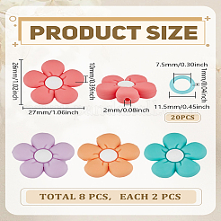 28個5色シリコンビーズ  花と指輪  ミックスカラー  26x27x10mm  穴：2mm&nbsp;SIL-LP0001-25