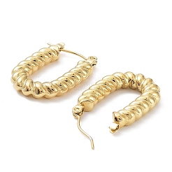 イオンプレーティング（IP）304ステンレススチールオーバルフープピアス  ゴールドカラー  24x17x4mm&nbsp;EJEW-K243-13G