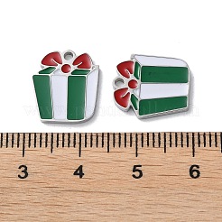 304ステンレススチールチャーム  エナメル  ギフトボックスチャーム  ステンレス鋼色  14x12x1.5mm  穴：1.5mm&nbsp;STAS-C083-17P-01