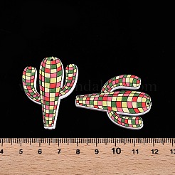 タータンプリントのアクリルパーツ  サボテン  ライトコーラル  40.5x30.5x2mm  穴：1.5mm&nbsp;OACR-T028-04A