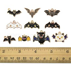 10個10スタイルアロイエナメルペンダント  バットチャーム  ミックスカラー  11~23x20.5~28x1~2.5mm  穴：1.5~2mm  1個/スタイル&nbsp;ENAM-FS0003-85