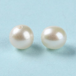 天然な培養された淡水パールビーズ  片穴  グレード4 A  ラウンド  ホワイトスモーク  5.5~6mm  穴：0.9mm&nbsp;PEAR-E020-01F