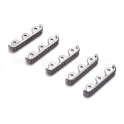 3穴チベットスタイルの合金スペーサーバー  鉛フリー及びカドミウムフリー  アンティークシルバー  24x4x6mm  穴：1.5mm&nbsp;A0448Y