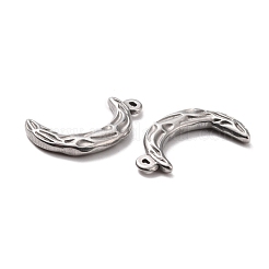 変色しない304ステンレススチールペンダント  テクスチャ  ムーン  ステンレス鋼色  21x12x2.5mm  穴：1mm&nbsp;STAS-B024-80P