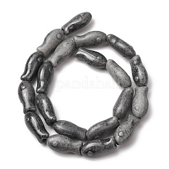 ヴィンテージの手作り磁器ビーズの連  ファンシーアンティーク施釉磁器  魚  グレー  18x9x7mm  穴：1.8mm  約20個/連  14.37''（36.5センチメートル）&nbsp;PR-CBAA37B-01C