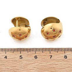 304ステンレススチールラインストーンフープピアス  ラウンド  ゴールドカラー  15mm&nbsp;EJEW-M041-01G-05