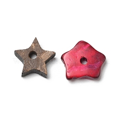 染色された天然のココナッツ スター ビーズ  ミックスカラー  9.5~11.5x9.5~10.5x2.5~4.5mm  穴：1.5mm&nbsp;COCB-G002-01