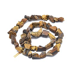 生の荒い天然タイガーアイビーズ連売り  ナゲット  6~27x4~17x3.5~8mm  穴：1mm  約23~46個/連  15.35インチ（39cm）&nbsp;G-I279-B18