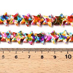 スプレープリント合成ターコイズビーズ連売り  染め  スター  オレンジ  10~10.5x11.5x4mm  穴：1mm  約43個/連  14.88''（37.8センチメートル）&nbsp;LS-UNKW-T001-11D