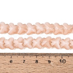 オペークガラスビーズ連売り  蝶  多面カット  桃パフ  7.5~8x9.5~10x5~5.5mm  穴：0.9~1mm  約100~101個/連  27.56~27.95インチ（70~71cm）&nbsp;GLAA-N073-01B