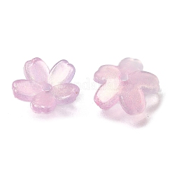 アクリルビーズキャップ  花  ピンク  11x11.5x2mm  穴：1.5mm&nbsp;OACR-I024-01D