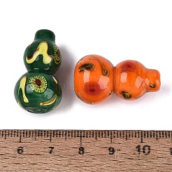 手作りランプワークビーズ  花柄のひょうたん  ミックスカラー  28~28.5x16~17mm  穴：1.8~2.5mm&nbsp;LA-N050-02