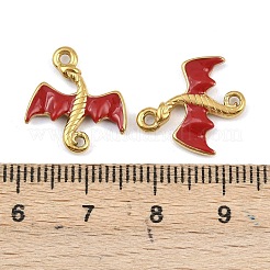 304ステンレススチールエナメルペンダント  恐竜のチャーム  ゴールドカラー  ファイヤーブリック  16.5x15x2.5mm  穴：1.4mm&nbsp;LS-STAS-G370-01G-01