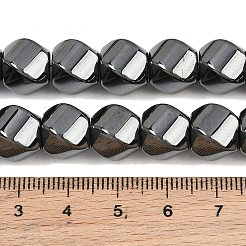 合成磁気無しヘマタイトビーズ連売り  ツイスト  グレード5 A  10x10x10mm  穴：1mm  約41個/連  16.14''（41センチメートル）&nbsp;GG-CBAB93D-A01-02