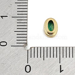 真鍮パヴェキュービックジルコニアカボション  オーバル  多面カット  後ろ向き  ラックめっき  長持ちメッキ  カドミウムフリー＆鉛フリー  18KGP本金メッキ  グリーン  6.5x4.5x2mm&nbsp;CU-CBA30E8-04G-07