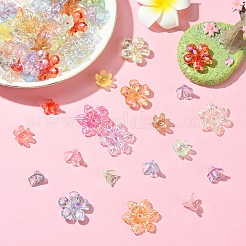 透明なアクリルビーズキャップ  ABカラー  花  ミックスカラー  5~23x12~28x6~25mm  穴：1.2~2mm  20個/スタイル&nbsp;TACR-YW0002-39