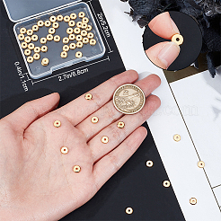 真鍮ビーズ100個  長持ちメッキ  フラットラウンド/ディスク  ヒシビーズ  18KGP本金メッキ  6x1.5mm  穴：1.8mm&nbsp;KK-BBC0012-14B