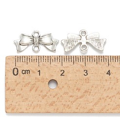 蝶結び合金リンクコネクター  鉛フリー＆カドミウムフリー＆ニッケルフリー  アンティークシルバー  20x10x3mm  穴：2mm&nbsp;EA11930Y-NF