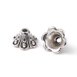 合金ビーズキャップ  6花びら  花  アンティークシルバー  9x5mm  穴：1.5mm&nbsp;TIBE-YW0001-38AS