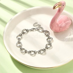 変色しない304ステンレススチールリングリンクチェーンブレスレット  ステンレス鋼色  7-3/8インチ（18.8cm）&nbsp;BJEW-TA00334-02