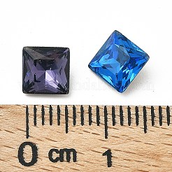 K9ガラスラインストーンカボション  尖ったバック＆バックメッキ  多面カット  正方形  ミックスカラー  6x6x3mm&nbsp;GGLA-Z001-02