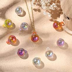 100 個 10 色 UV メッキレインボー虹色透明アクリルパーツ  ラウンド  ミックスカラー  21x16x16mm  穴：3.5mm  10個/カラー&nbsp;PACR-CJ0001-31