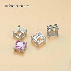 304ステンレススチールラインストーン爪留め  ステンレス鋼色  正方形  7.5x7.5mmのラインストーンに適する  8x8x6mm&nbsp;STAS-U042-05C-P