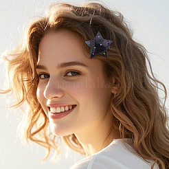 亜鉛合金、鉄、樹脂製のワニ口ヘアクリップ  女性と女の子のためのヘアアクセサリー  ブラック  21~86x16~77.5x4~21mm&nbsp;PHAR-SP0001-05
