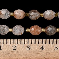 天然銅ルチルクォーツビーズ連売り  多面カット  ライス  シードビーズで  7.5~8x6~7.5mm  穴：0.8~1mm  約36~40個/連  15.55~15.75''（39.5~40センチメートル）&nbsp;G-F809-A41-01