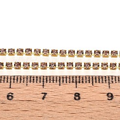 鉄ラインストーンカップチェーン  スプールで  ゴールドカラー  キャメル  2x2x2mm  約30.00フィート（9.14m）/ロール&nbsp;CH-T006-02A-03