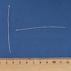 真鍮製アイピン  鉛フリー＆カドミウムフリー＆ニッケルフリー  銀  76x3x1mm  穴：1.6mm  18ゲージ&nbsp;KK-H258-08E-S