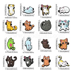 32個 16種類のプラスチックカボション  猫の形  ミックスカラー  17.5~32x17~30x3.5~4mm  2個/スタイル&nbsp;KY-CJ0002-08